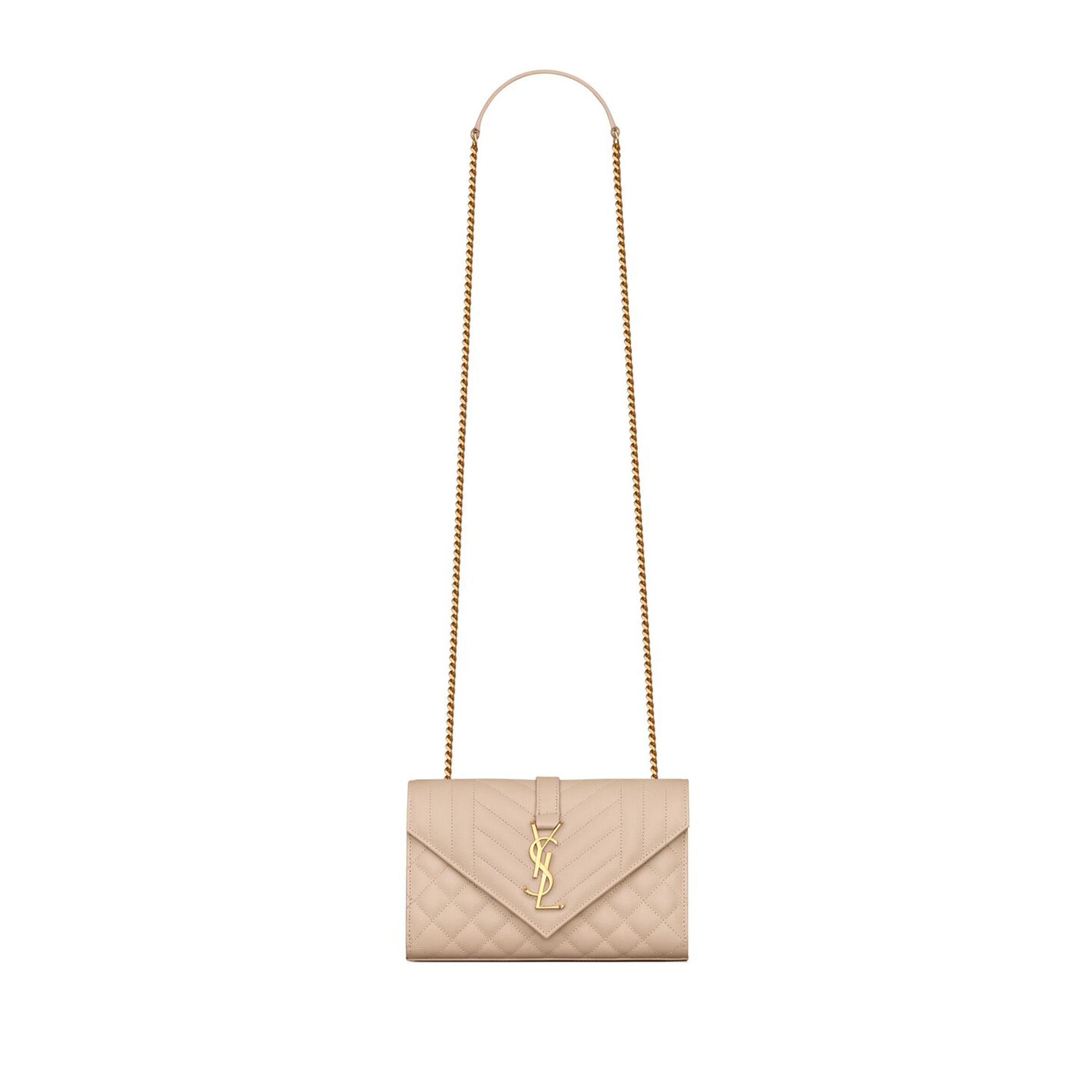 YSL ENVELOPE SMALL IN QUILTED GRAIN DE POUDRE EMBOSSED LEATHER 600195BOW912721 (21*13*6cm)
